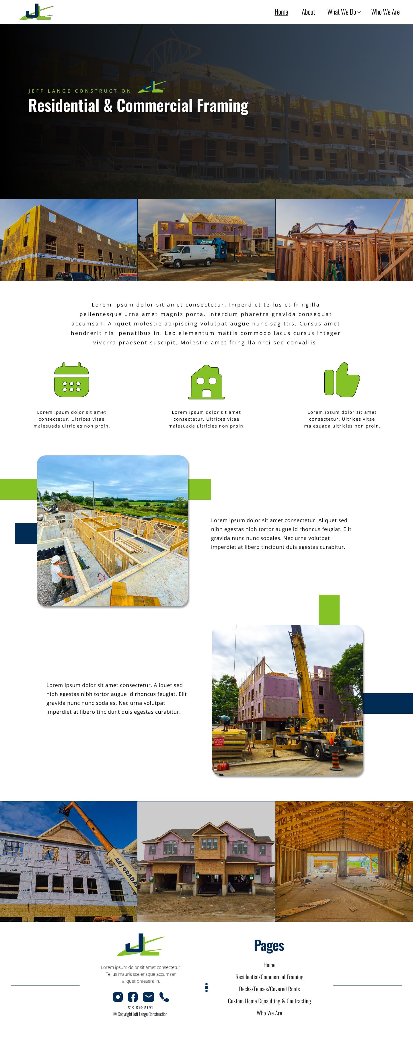 page two of the final rendering of the design for a new construction company website