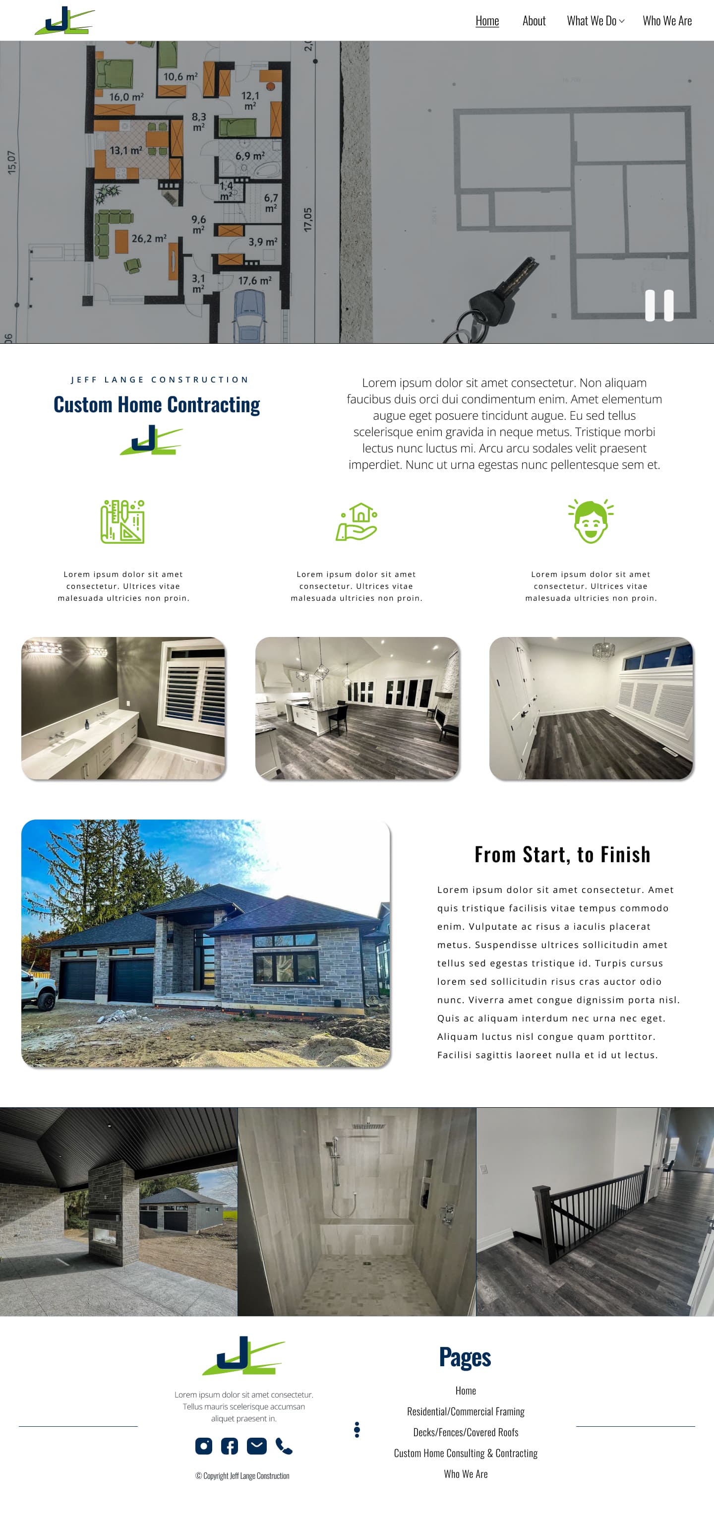 page four of the final rendering of the design for a new construction company website