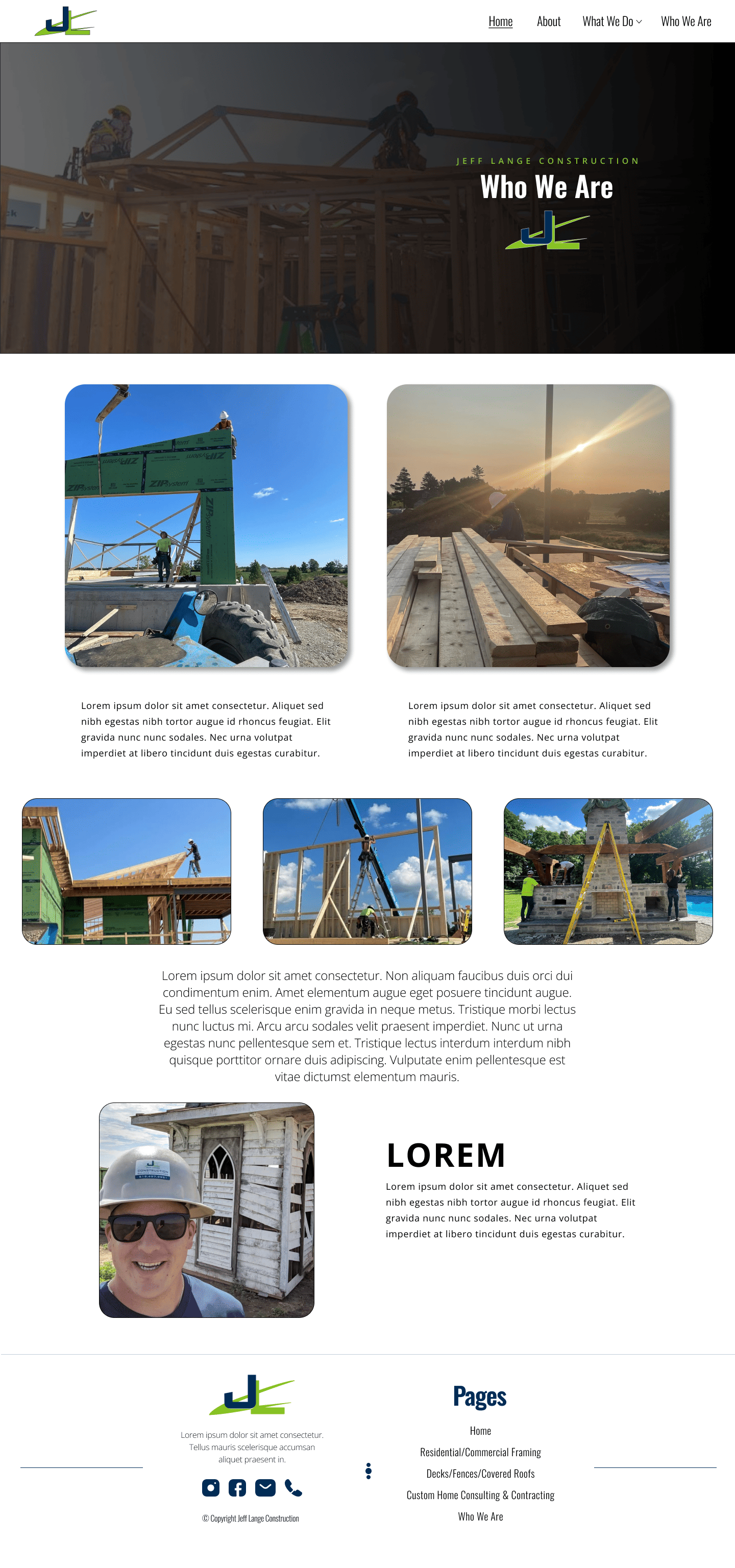 page five of the final rendering of the design for a new construction company website